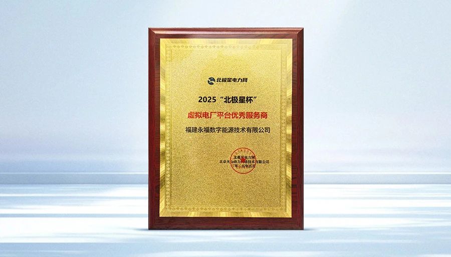 永利集团数能荣获2025“北极星杯”虚拟电厂平台优秀服务商奖